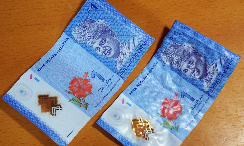 マレーシアのポリマー紙幣は熱に弱い